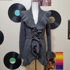 Yessica | Ruffled Knit Belted Cardigan